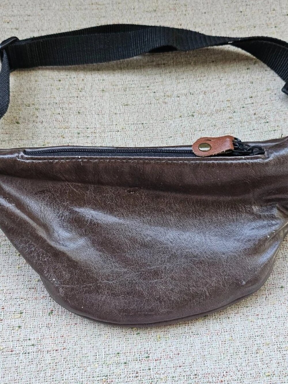 Cypress Wood Fanny Bag Waist Bag Brown Leather Travel Bag Zip Pockets Purse - Picture 10 of 14